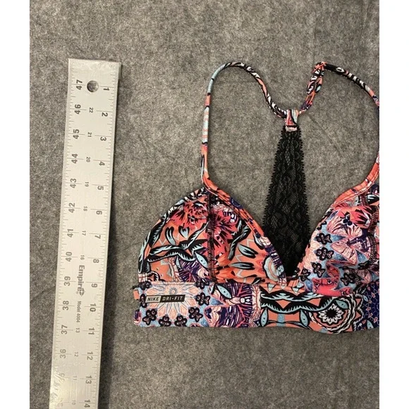 Nike Dri Fit Sports Bra Size XS-S Floral Lace Racer Back Hurley Collaboration - Picture 3 of 5